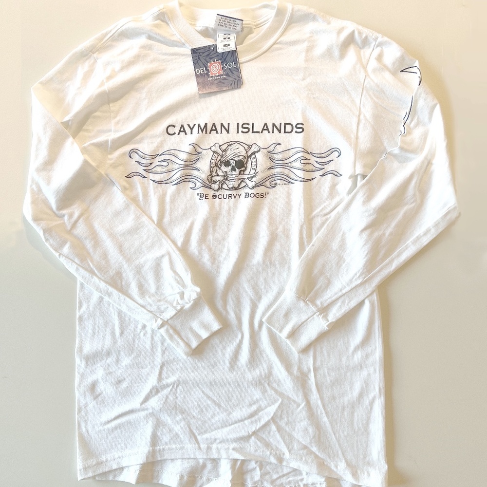 Del Sol Cayman Island Long Sleeve Shirt "Scurvy Dogs" Black/White Medium